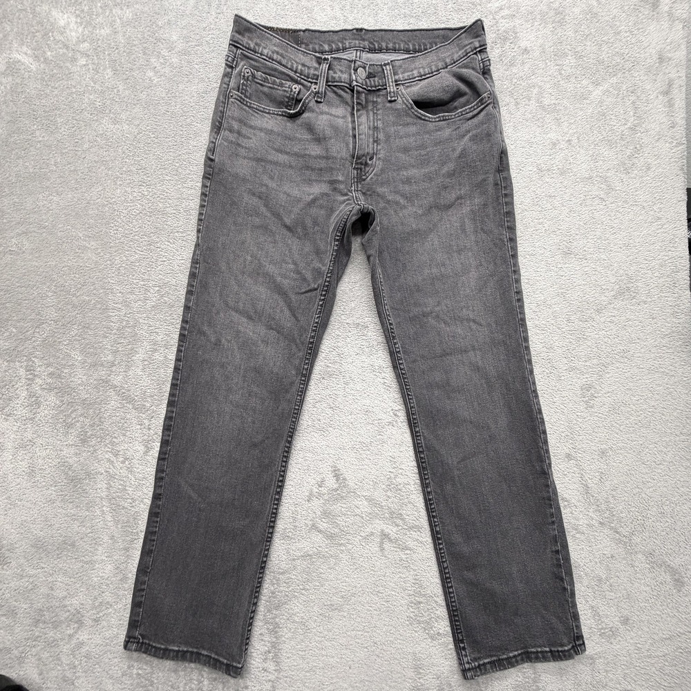 Levis 514 Jeans‎ Mens Measured 32x29 Gray Charcoal Wash Straight Stretch